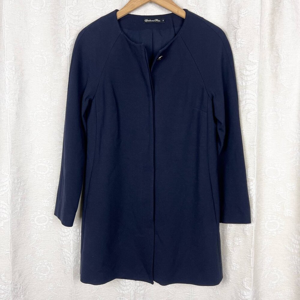 Estelle and Finn stretch ponte mid-length jacket blue classic walking coat #4719